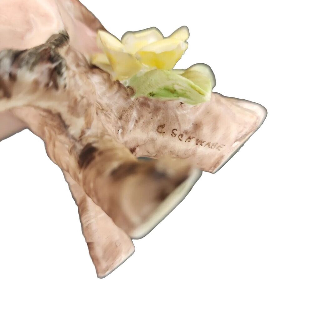 3 Schwabe Bird Figurines Multicolor  Handpainted Cardinal Wren Parakeet Signed - Picture 3 of 16